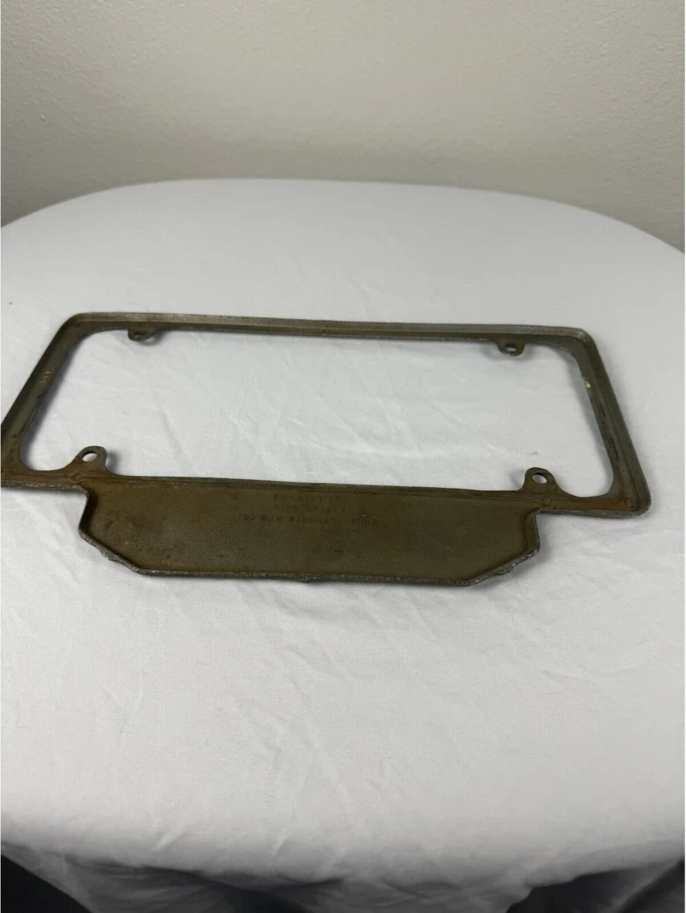 Vintage Burke Motor Co Ford License Plate Frame Atlanta Buckhead GA Dealer Metal
